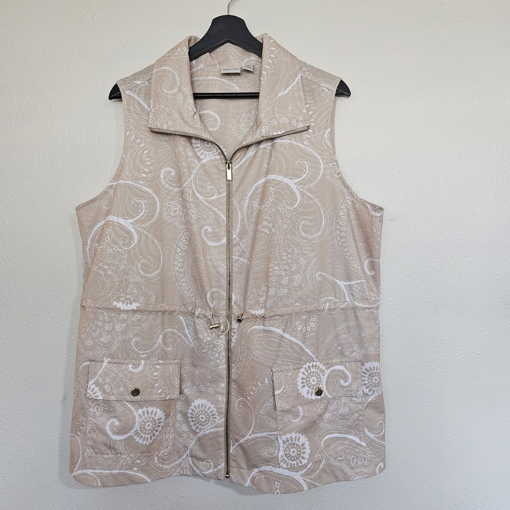 Zenergy by Chico's Paisley Full-Zip Cinch-Waist Vest - Size 3 (US XL / 16)